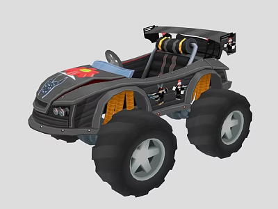 Toy Monster Truck With Cartoon Character Design And Large Off Road Wheels 3d model