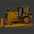 Yellow Bulldozer with Tracks and Front Blade as Heavy Duty Functional Vehicle