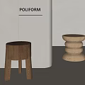 Shoe Changing Stool Wooden Stool Low Stool Dressing Stool 3d model