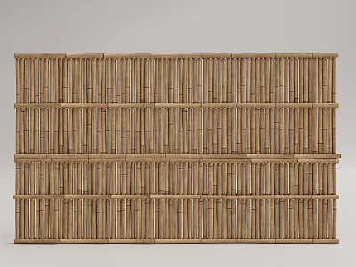 Bamboo Fence With Multi Layered Structure And Neatly Arranged Natural Slats Design 3d model