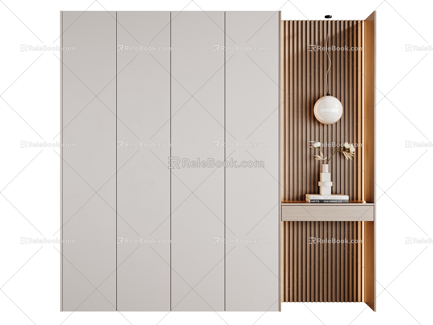 Cream Style Entrance Cabinet Entrance Decorative Cabinet 3d model