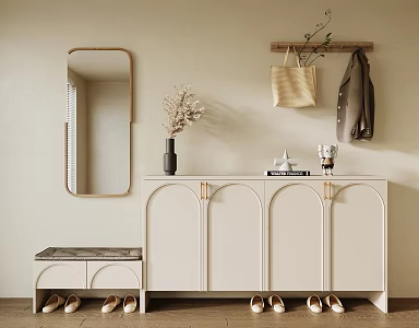 modern shoe cabinet cream shoe cabinet 3d model