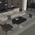 Elegant Modern Living Room Sofa And Coffee Table Set With Accent Chair And Area Rug