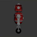 Red Robot Character With Blue Eyes Silver Arms And Single Wheel