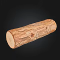 Natural Wood Log with Stone Like Texture in Cylinder Shape on Black Background