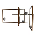 Abstract Chandelier Featuring Modern Geometric Metal Frame And Spherical Elements