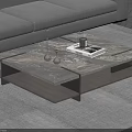 Modern Coffee Table With Glass Top And Wooden Base Featuring Decorative Items And Magazines