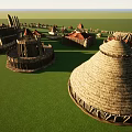 Ancient Architectural Models With Various Shapes And Styles On Green Surface 3d model