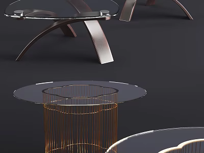 Modern Coffee Table With Glass Top And Metal Frame Modern Design Styles 3d model