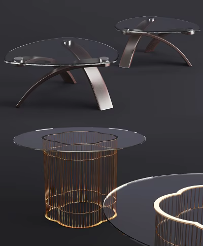 Modern Coffee Table With Glass Top And Metal Frame Modern Design Styles 3d model