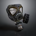 Vintage Weapon Gas Mask With Military Design And Attached Filter Component