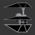3D Rendered Fighter With Geometric Triangular Multiple Wings Dark Background And Reflection