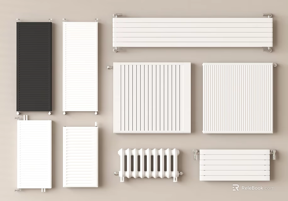 Collection of Various Modern Heating Radiators in Different Styles and Colors 3d model 