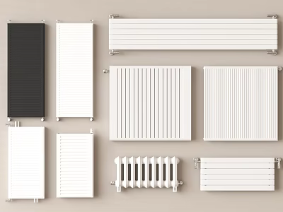 Collection of Various Modern Heating Radiators in Different Styles and Colors 3d model