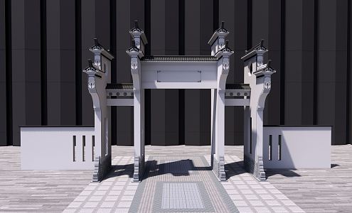 New Chinese style memorial archway memorial archway 3d model