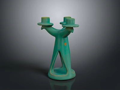 Green Human Shaped Ceramic Candle Holder With Two Candles For Home Decor 3d model