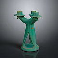 Green Human Shaped Ceramic Candle Holder With Two Candles For Home Decor