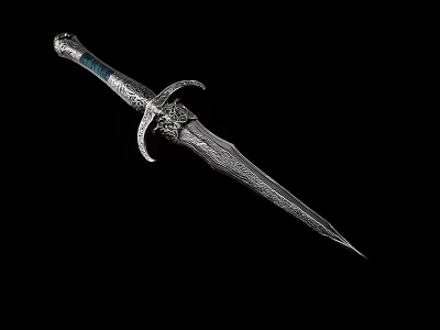 Intricately Designed Medieval Sword With Ornate Hilt And Engraved Blade 3d model