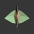 Green And Beige Origami Crane Paper Craft On Black Reflective Background