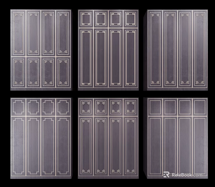 Modern Wardrobe Interior Design with Various Decorative Door Panels and Styles 3d model 