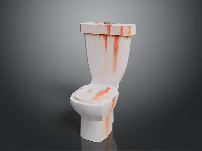 White Toilet With Orange Stains In Bathroom Cleaning Supplies 3d model