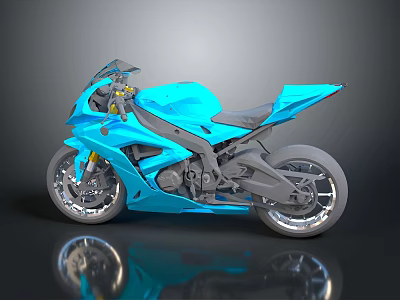 Blue Sport Motorcycle With Sleek Design Black Accents And Reflective Finish 3d model
