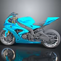 Blue Sport Motorcycle With Sleek Design Black Accents And Reflective Finish