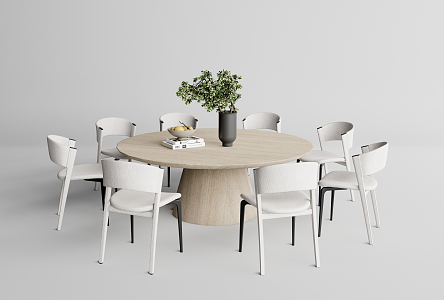 Modern Dining Table and Chair Combination Round Dining Table and Chair Combination 3d model