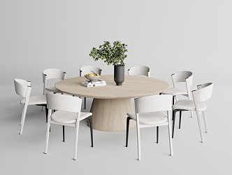 Modern Dining Table and Chair Combination Round Dining Table and Chair Combination 3d model