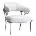 Elegant Accent Chair With Beige Upholstery And Gold Carved Frame
