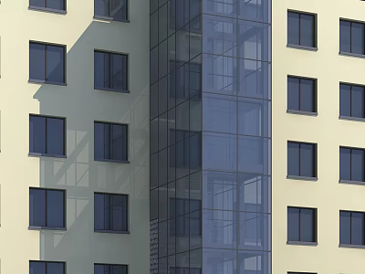 Modern Glass Elevator Structure On High Rise Building Exterior Design 3d model