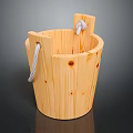 Wooden Bucket With Natural Wood Grain And Rope Handles For Daily Living