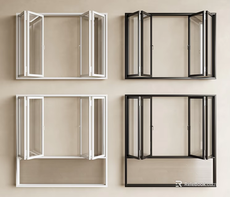 Various White And Black Window Frame Designs For Modern Home Interiors 3d model 
