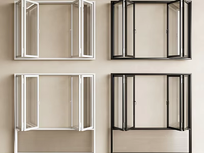 Various White And Black Window Frame Designs For Modern Home Interiors 3d model