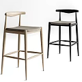 Modern Bar Stools With Light Wood And Black Frames Soft Padded Seats 3d model