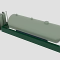 Industrial Green Storage Tank System With Two Cylindrical Tanks On Metal Frame Base