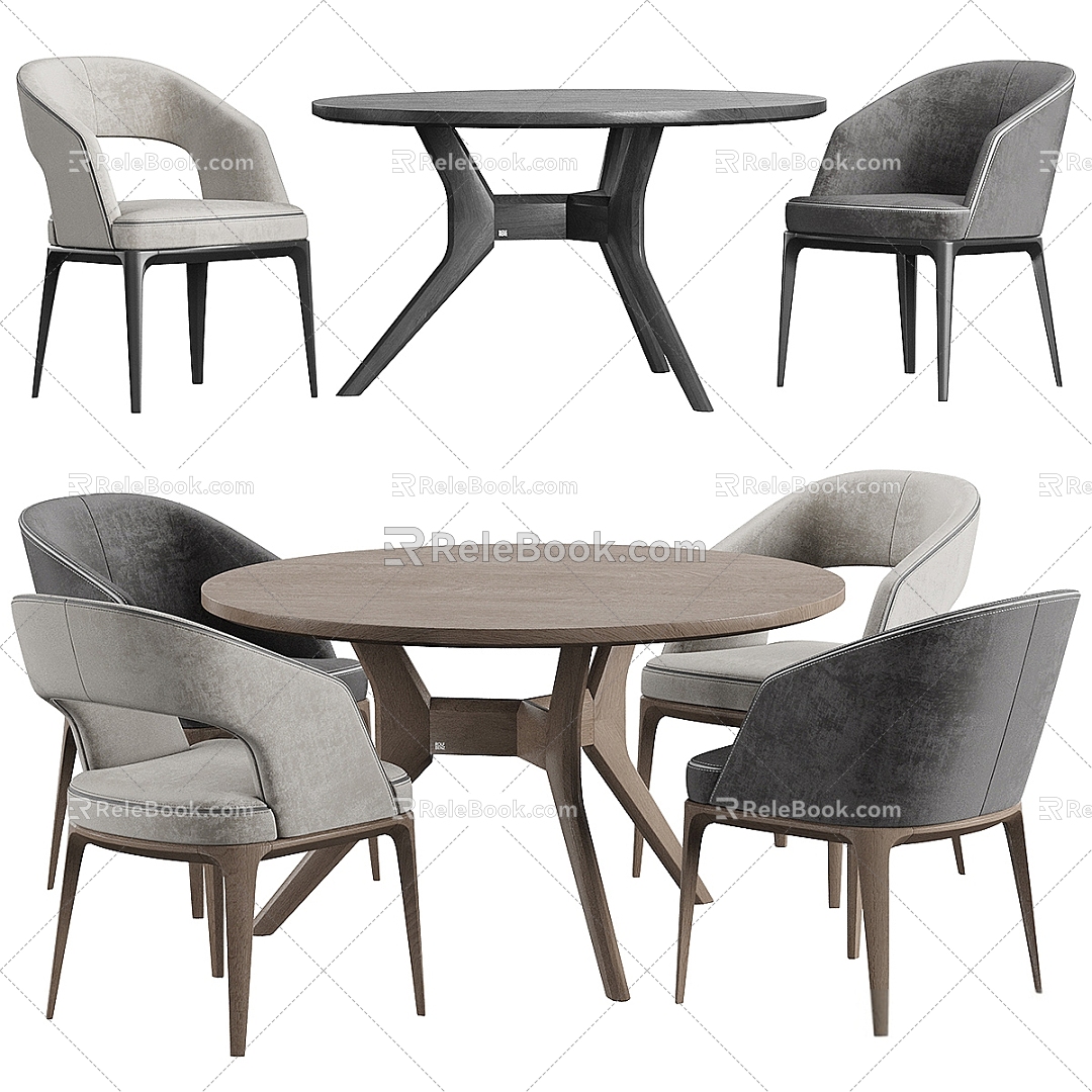 Modern Natuzzi Dining Table and Chair Combination 3d model