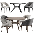 Modern Natuzzi Dining Table and Chair Combination 3d model