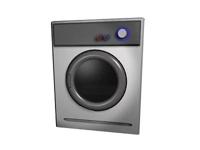 Modern Stainless Steel Front Load Washing Machine With Control Panel And Blue Knob 3d model
