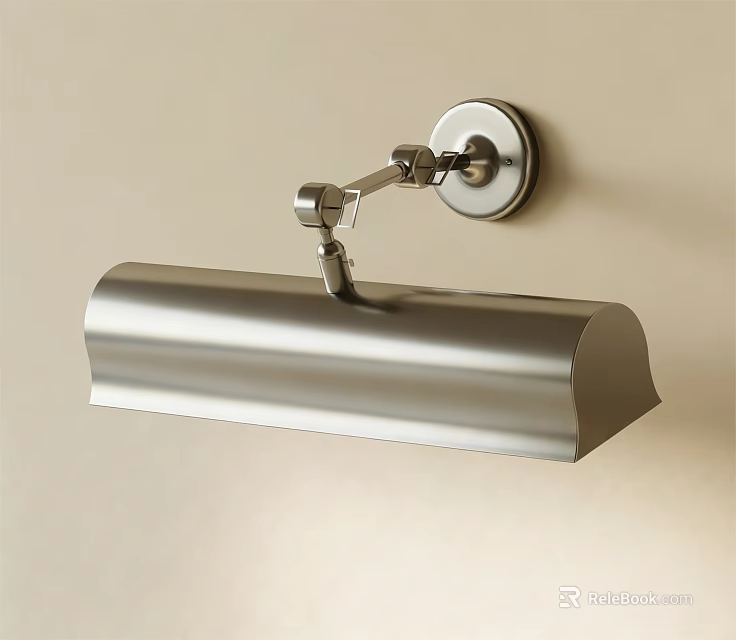 Modern Silver Metal Wall Light With Adjustable Arm And Rectangular Shade 3d model 