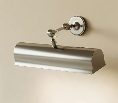 Modern Silver Metal Wall Light With Adjustable Arm And Rectangular Shade 3d model