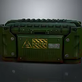Sturdy Green Storage Box With Caution Sign And Metal Parts For Home Storage Use
