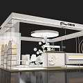 Modern Nanostrata Exhibition Booth With White Structure And Circular Decor Elements