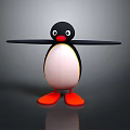 Penguin 3D Model With Black Body White Belly Red Beak Orange Feet And Outstretched Arms