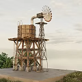 Modern water tower windmill lookout landscape sketch farmhouse farm photo device game scene 3d model