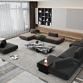 Living room sofa combination corner sofa multi-person sofa coffee table carpet single sofa 3d model