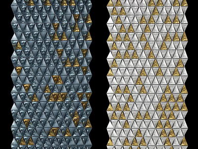 Decorative Partition Design With Triangular Silver Gold White Mosaic Patterns 3d model