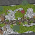 Modern landscape garden paving micro-terrain landscape stone landscape sketch gravel trail 3d model