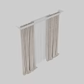 Gray Window Curtains with White Sheer Panels for Light Filtering Design 3d model