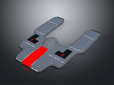 Futuristic Gray Spacecraft With Red Stripe And Sleek Wings For Cosmic Exploration 3d model